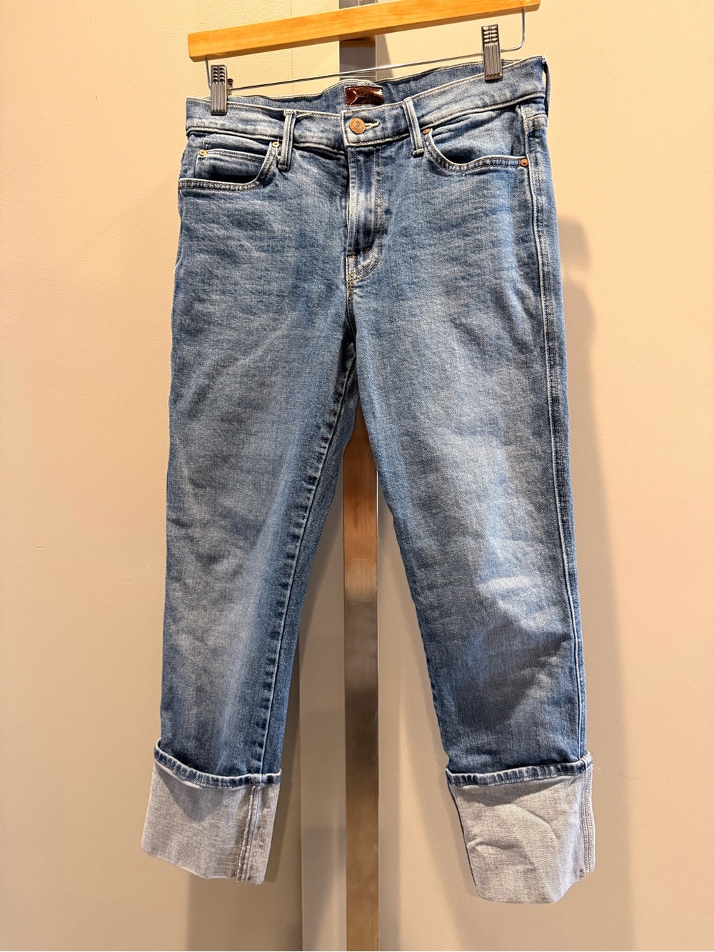 MOTHER Lil Slim Straight Jeans in Light Blue Wash